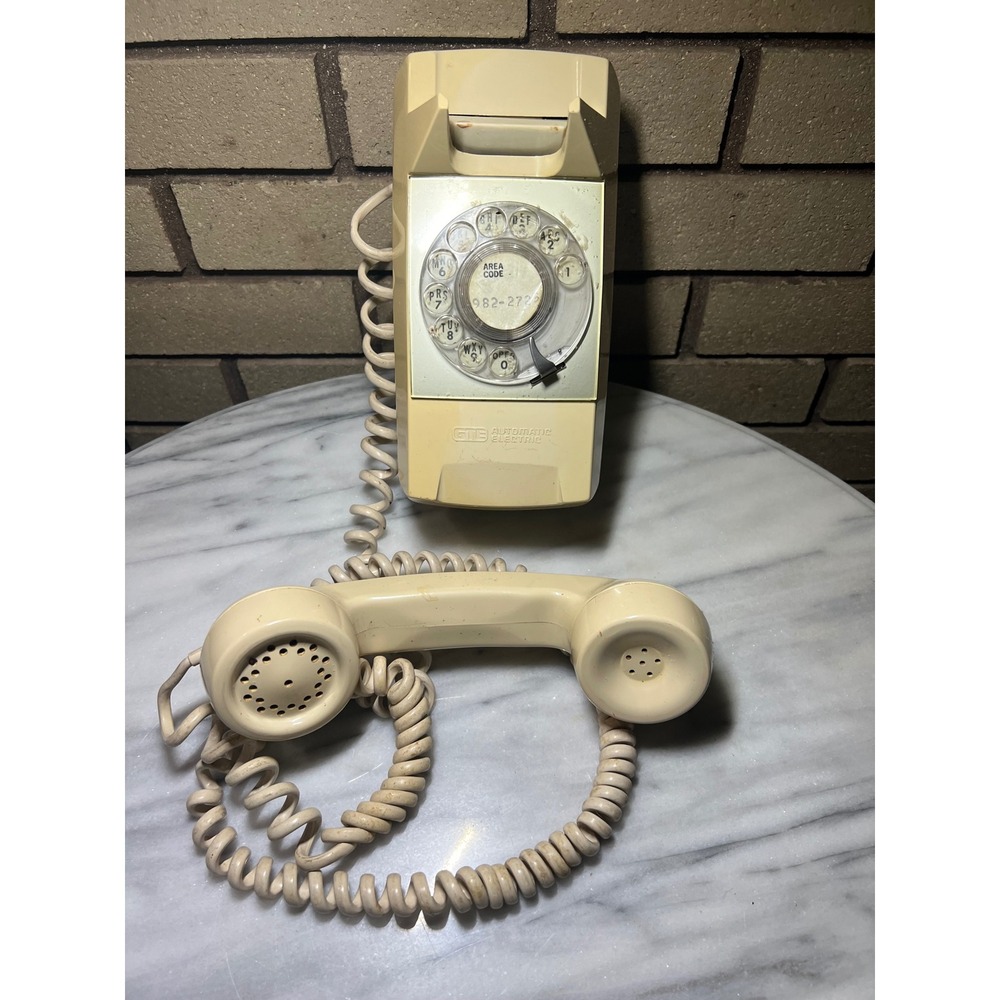 Vintage GTE Automatic Electric Rotary Dial Telephone Cream Beige Rotary Phone